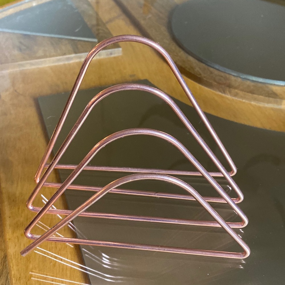 Copper colored letter holder